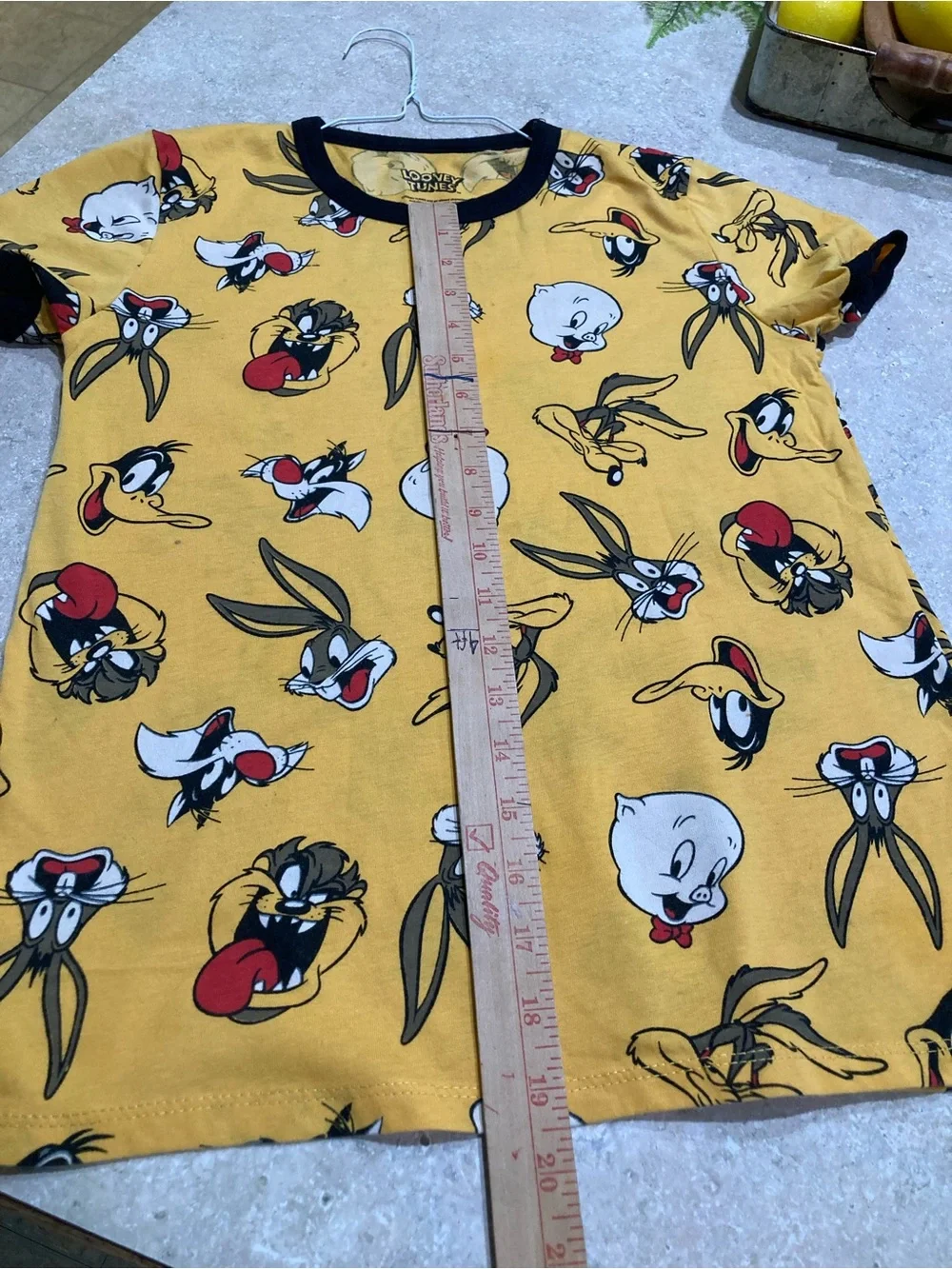 Warner Bros. Yellow Looney Tunes All-Over Character Tee with Black Trim